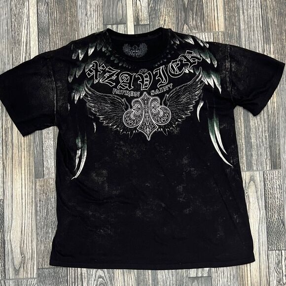 🔥☠️ Y2K XZAVIER UNLIMITED PATRON SAINT Affliction Style Graphic Tee 2XL - EUC - Picture 2 of 11